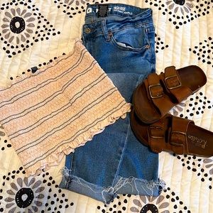 high rise skinny ankle medium wash jeans